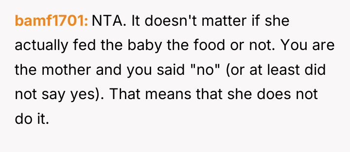bamf1701 NTA. It doesn't matter if she actually fed the...