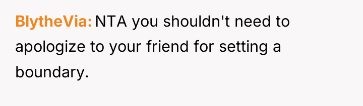 BlytheVia NTA you shouldn't need to apologize to your friend...