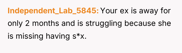 Independent_Lab_5845 Your ex is away for only 2 months and...