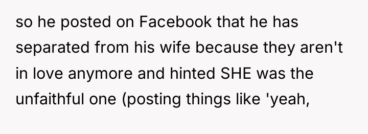 so he posted on Facebook that he has separated from...