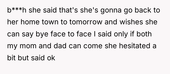 b***h she said that's she's gonna go back to her...