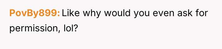 PovBy899 Like why would you even ask for permission, lol?