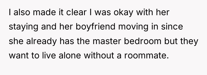 I also made it clear I was okay with her...