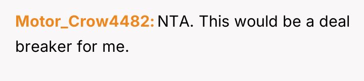 Motor_Crow4482 NTA. This would be a deal breaker for me.
