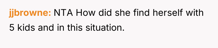 jjbrowne NTA How did she find herself with 5 kids...