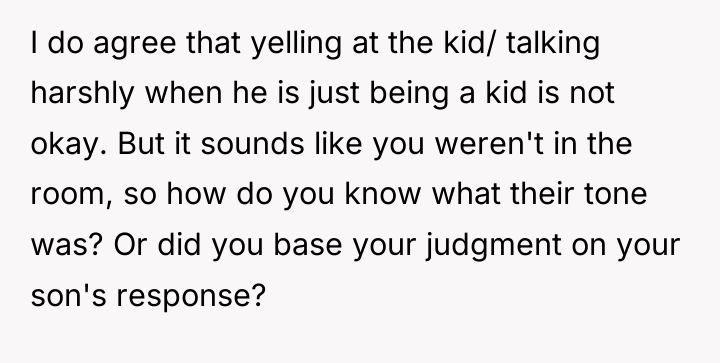 I do agree that yelling at the kid/ talking harshly...