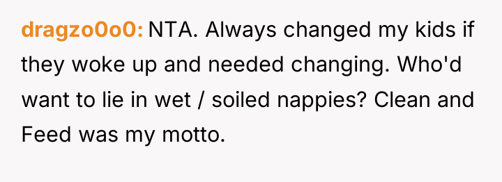 dragzo0o0 NTA. Always changed my kids if they woke up...
