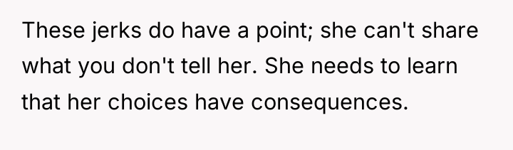 These jerks do have a point; she can't share what...