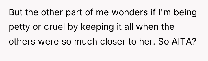 But the other part of me wonders if I'm being...