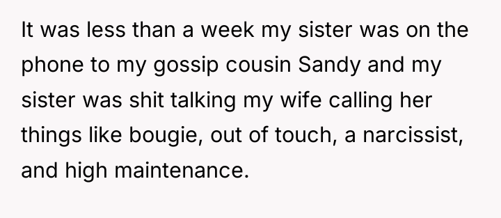 It was less than a week my sister was on...