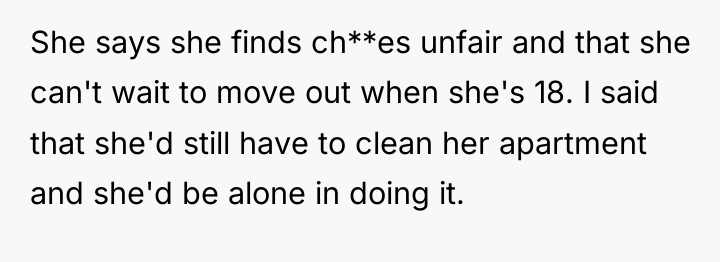 She says she finds ch**es unfair and that she can't...