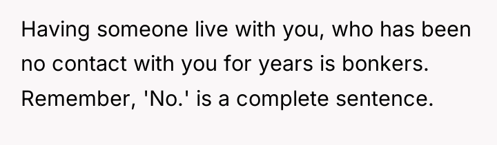 Having someone live with you, who has been no contact...