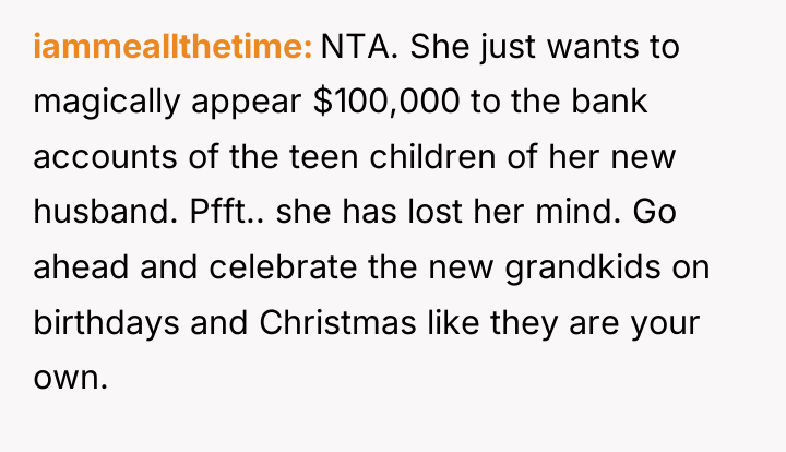 iammeallthetime NTA. She just wants to magically appear $100,000 to...