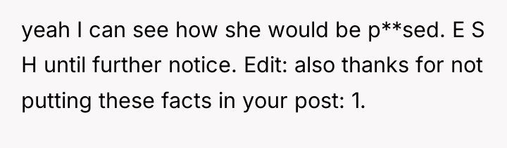 yeah I can see how she would be p**sed. E...