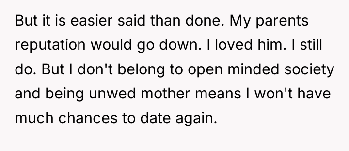 But it is easier said than done. My parents reputation...