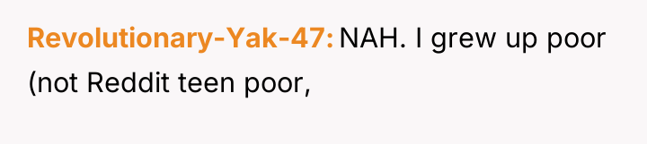 Revolutionary-Yak-47 NAH. I grew up poor (not Reddit teen poor,