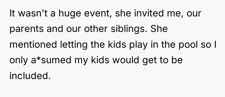 It wasn't a huge event, she invited me, our parents...