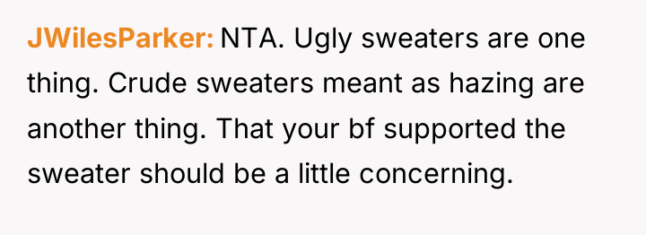 JWilesParker NTA. Ugly sweaters are one thing. Crude sweaters meant...