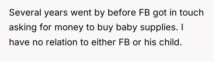 Several years went by before FB got in touch asking...
