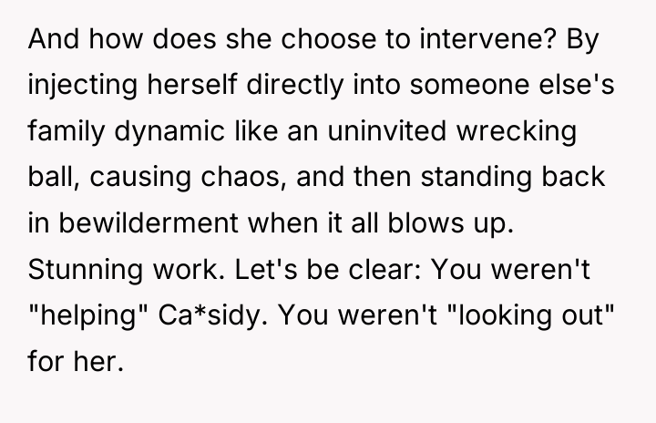 And how does she choose to intervene? By injecting herself...