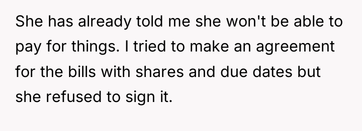 She has already told me she won't be able to...