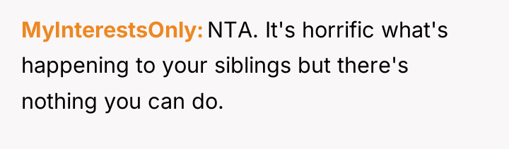 MyInterestsOnly NTA. It's horrific what's happening to your siblings but...