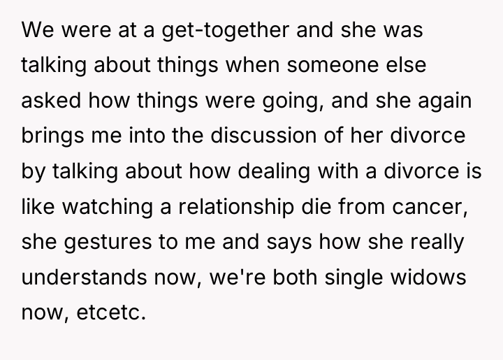 We were at a get-together and she was talking about...