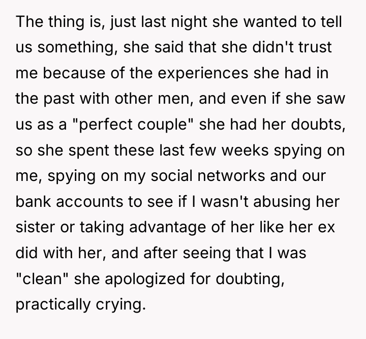 The thing is, just last night she wanted to tell...