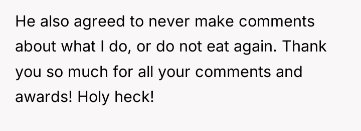 He also agreed to never make comments about what I...