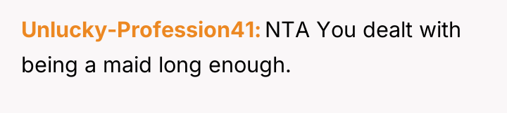 Unlucky-Profession41 NTA You dealt with being a maid long enough.