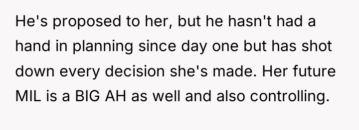 He's proposed to her, but he hasn't had a hand...