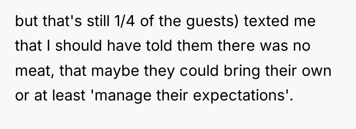 but that's still 1/4 of the guests) texted me that...