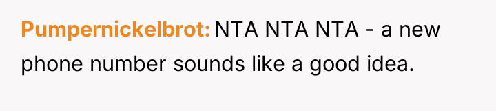 Pumpernickelbrot NTA NTA NTA - a new phone number sounds...