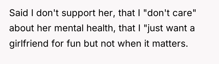 Said I don't support her, that I "don't care" about...