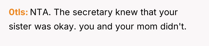 0tls NTA. The secretary knew that your sister was okay....