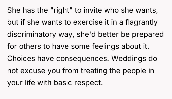 She has the "right" to invite who she wants, but...