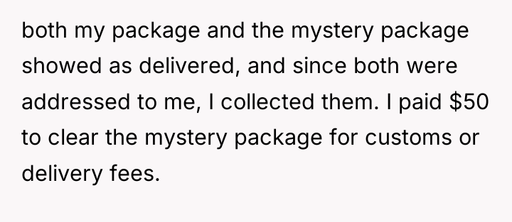 both my package and the mystery package showed as delivered,...