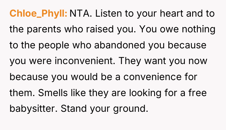 Chloe_Phyll NTA. Listen to your heart and to the parents...