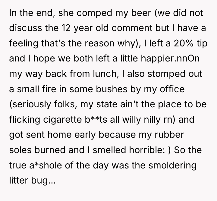 In the end, she comped my beer (we did not...