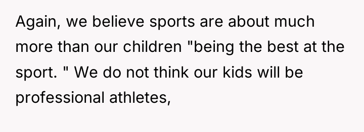 Again, we believe sports are about much more than our...