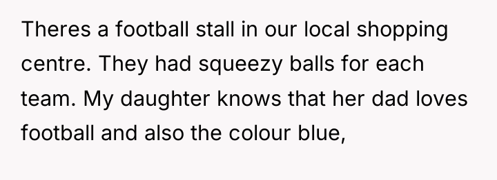 Theres a football stall in our local shopping centre. They...