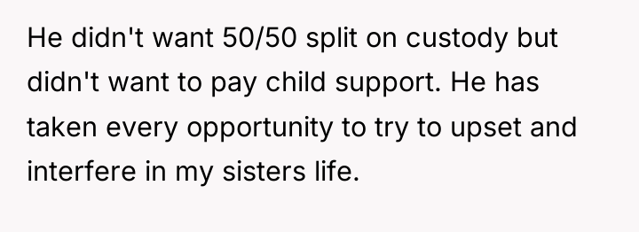 He didn't want 50/50 split on custody but didn't want...