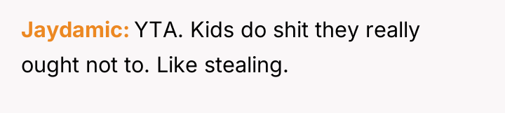Jaydamic YTA. Kids do shit they really ought not to....