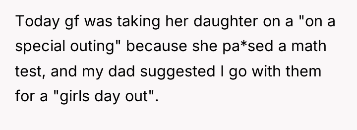 Today gf was taking her daughter on a "on a...