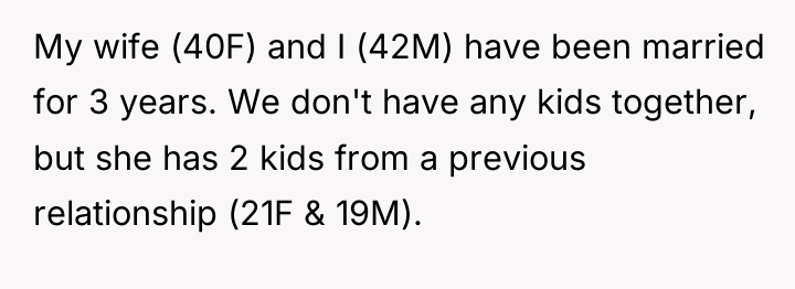 My wife (40F) and I (42M) have been married for...