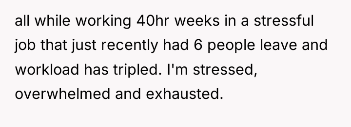all while working 40hr weeks in a stressful job that...