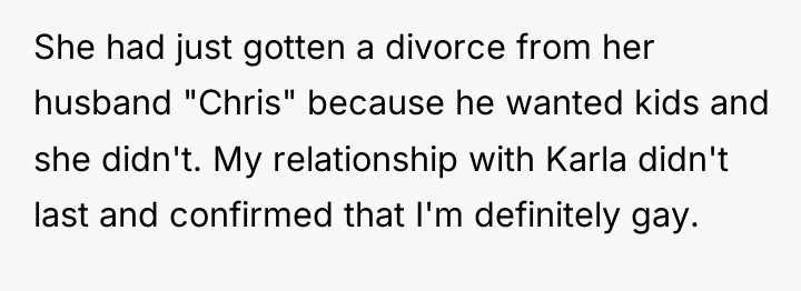 She had just gotten a divorce from her husband "Chris"...