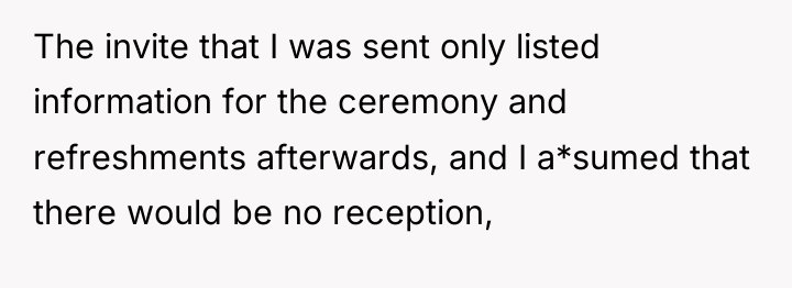 The invite that I was sent only listed information for...