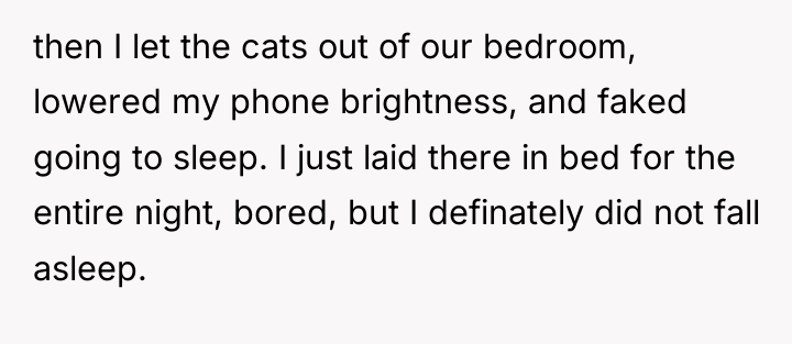 then I let the cats out of our bedroom, lowered...