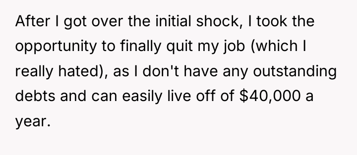 After I got over the initial shock, I took the...